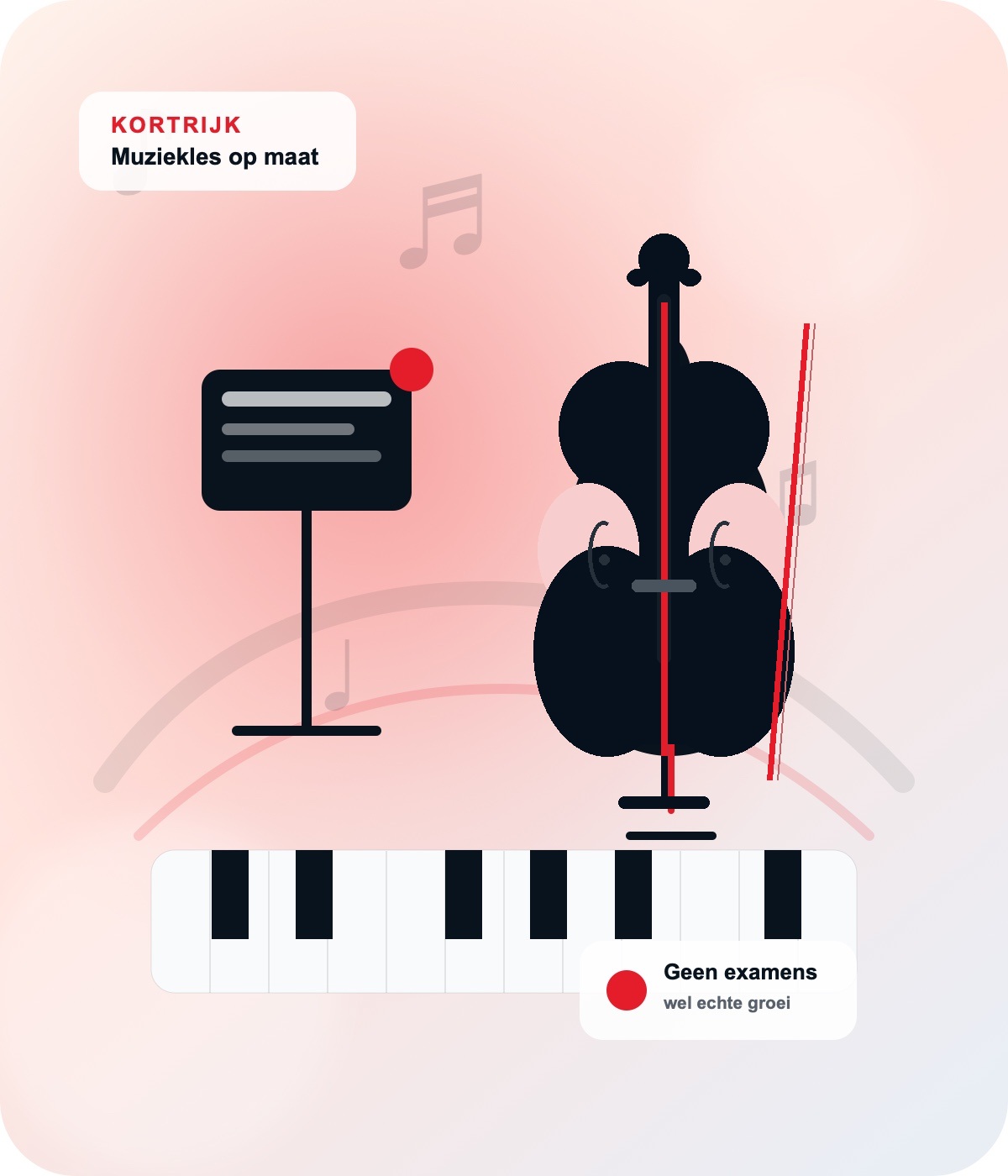 Piano, muziekstandaard en cello in het muzieklokaal